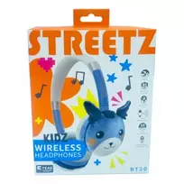Vaikiškos „Bluetooth“ ausinės STREETZ pliušinės, mikrofonas, mėlynos BT20-BLU / 6612134