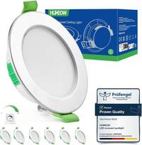 HOMEOW įleidžiamų LED šviestuvų komplektas, 5 W, 230 V, reguliuojamas apšvietimas, 68–80 mm, 6 vnt., nikeliuotas