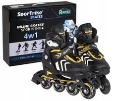 SporTrike 4-in-1 riedučiai ir pačiūžos, reguliuojami, 29-33 dydis, juodi/geltoni