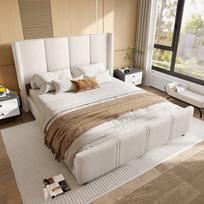 Polsterio lova 160x200 cm, moderni, USB, geležinis ir medinis rėmas, pilka