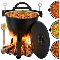 Ketaus katilas kazanas, vengriškas medžioklės puodas, emaliuotas, pastatomas, 10 l