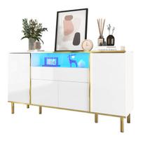 Balta blizgi komoda su stalčiumi, moderni miegamojo komoda, B150xT40xH80cm