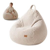 Sėdmaišis Mark Adler Comfy 1.0 Beige – velvetinis pufas-atlošas, smėlio spalvos