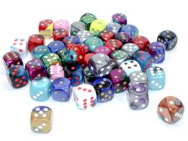 Chessex Gemini Bags of 50 Asst. Dice - Loose Gemini 16mm d6 w/pips Dice