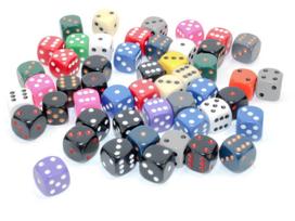 Chessex Opaque Bags of 50 Asst. Dice - Loose Opaque 12mm d6 w/pips Dice