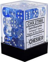 Chessex Signature 12mm d6 with pips Dice Blocks (36 Dice) - Nebula Dark Blue w/white