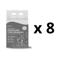 8 VNT. - Kraikas katėms TOFU BeloCat, su aktyvuota anglimi, 6 l (2,5 kg), 2 mm granulės