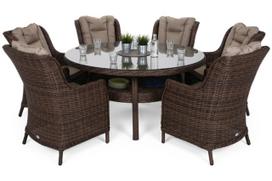 Lauko baldų komplektas Bristol Round Elegant 150 cm, 6+1, Brown Mat / Brown Melange