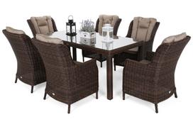Lauko baldų komplektas Bristol 180 cm, 6+1, Brown Mat / Brown Melange