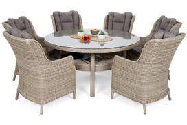 Lauko baldų komplektas Bristol Round Elegant 150 cm, 6+1, Beige / Beige Melange