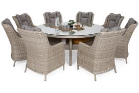 Lauko baldų komplektas Bristol Round Elegant 180 cm, stalas ir 8 kėdės, Beige/Beige Melange