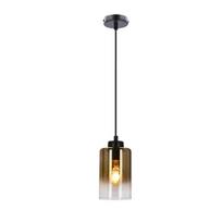 Pakabinamas šviestuvas Candellux Aspra juodas 1x60W E27 su gintaro spalvos stiklo gaubtu