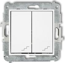 Karlik Mini dvigubas laiptinis jungiklis baltas Mwp-33