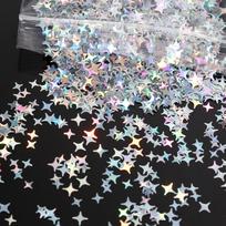50g 16 Colors Four-Corner Star Sequins Glitter Mixed Laser Nail Art Decoration Crystal Drop Glue Nail Accessories DIY Manicure gray