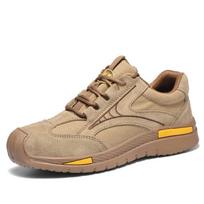 Fashion Labor protection shoes Men's summer breathable safety lightweight insulation anti-smash anti-puncture steel head work shoes D662 37 chaki