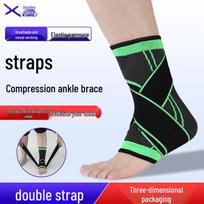 Nėriniais reguliuojamas kompresinis čiurnos įtvaras - Unisex Sportinis Nailonas, Elastingas ir Šiltas Komfortui bei Stabilumui Green M Single
