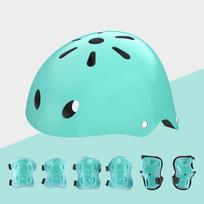 Kids Roller Skating Protective Gear Full Set Skateboard Bicycle Balance Bike Professional Helmet Wrist Guard Elbow Knee Pad S ( 48cm to 52cm ) mėlyna