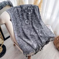 Etninis šalikas Moteriškas šalikas Šalikas Žakardinis Kašmyro kutai Moteriškas ilgas šalikas Šalikas,Šiltas šalikas Šalikas Viršutiniai drabužiai 195x70cm pilka spalva