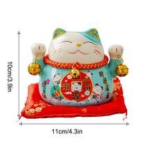 Maneki Neko Figurine Feng Shui Fortune Lucky Cat 4.5in Cute Wealth Cat Figurine Maneki Neko Feng Shui Fortune Creative Ceramics mėlyna