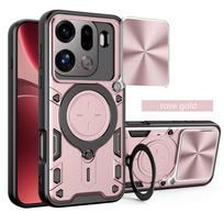 Slide Camera Funda for OPPO Find X9 Pro Case Magnetic Ring Stand Protection Phone Cover Capa for OPPO Find X9 Pro rožinio aukso spalvos