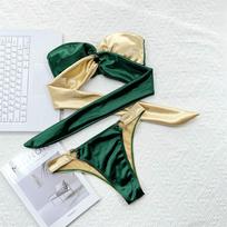 Naujas Seksualus Susiuvinėtas Bandeau Bikini Be Petnešėlių Moteriški Maudymosi Kostiumai Moteriškas Maudymosi Kostiumas Dvi Dalys Bikini Rinkinys Maudymosi Kostiumas L mėlyna