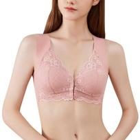 Women Lace Bralette Padded Wireless Bra Floral Lace Bra Front Closure Back Smoothing Demi Bra Lace Bras Push Up Thin Soft Bra 2XL