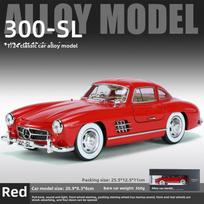 1:24 „Mercedes-Benz 300SL“ gatvės automobilio imitacijos lydinio modelis, klasikinių automobilių kolekcija, papuošalai su garsu ir šviesa, atitraukiami vaikiški žaislai berniukams, dovana raudona