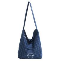 Casual Denim Lightweight Tote Bag Versatile Commuting Large-capacity Crossbody Bag small džinsinio mėlyna spalva