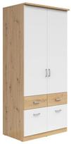 Spinta Brando 2, balta sp./artisan oak, 58 cm x 91 cm x 199 cm