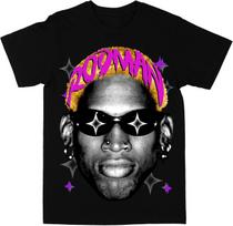 Philcos Dennis Rodman Pink Text Stars Black T-Shirt S juoda