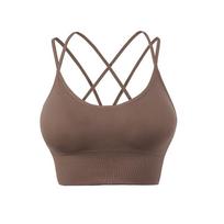 Women's Sports Underwear Breathable Shockproof Yoga Running Fitness Bra S (40~45kg) šviesiai ruda spalva