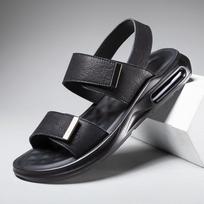 Madingi vyriški sandalai Atviras pirštas Plokščiapadžiai Sandalai Odiniai Vyriški Vasariniai Batai Laisvalaikio Patogūs Minkšti Paplūdimio Avalynė Vyriški Batai Zapatillas De Hombre 43 juoda