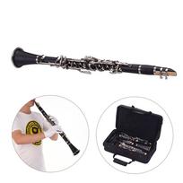 ABS 17 klavišų klarnetas B bemolis su nešiojimo dėklu, pirštinėmis, valymo šluoste, mini atsuktuvu, nendrių dėklu, 10 vnt. nendrių, pučiamasis instrumentas juoda