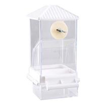 Automatic Bird Food Dispenser Container Hanging Parrots Feeder for Parakeets and Small Bird with Transparent Design violetinė