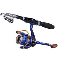 Sougayilang spiningo meškerės ritė, 1,0 m 1,5 m pluošto, ultralengva spiningo meškerė GR 5,2:1 1.0M and 1000Reel juoda