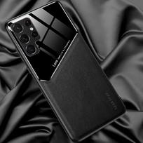 Samsung S 22 Ultra dėklas Odos tekstūros Automobilinis magnetinis telefono dėklas Samsung Galaxy S22 Ultra Plus 22Ultra Atsparus smūgiams Coque S22 Ultra juoda