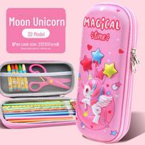 3D animacinių filmų stereo pieštukų dėklas – daugiafunkcinė dovana darželiui, vaikų prizas, didelės talpos pieštukų maišelis Moon Unicorn