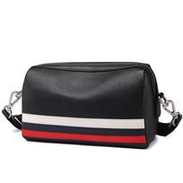 Men's Large Capacity Genuine Leather Shoulder Messenger Bag - Casual Contrast Color