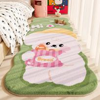 Bedside Carpet Cartoon Cute Thick Anti Fall Bedroom Carpet Cooling and Warmth Home Carpet 40 * 120cm