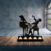 Senovinis ketaus pianino žvakidė Dovana muzikantams black