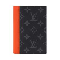Louis Vuitton Monogram Eclipse Logo Color Block Design Coated Canvas Passport Holder Men Accessories Orange M25838 Basic Set (Bag+Dust Bag)