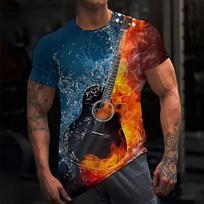 Rock Guitar Print Clothes Men Vintage Clothes Men's Summer Clothes Oversized T Shirt Men Short Sleeve Tee Guitar Graphic Tee Men S