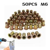 50 vnt. M6 veržlės-kniedės, kniedės-veržlės, flanšinės aklos, cinkuoto plieno veržlės-kniedės 50pcs