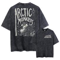Retro roko Arctic Monkeys muzikos albumas Grafinis marškinėliai Vyriški vintažiniai skalbti negabaritiniai marškinėliai trumpomis rankovėmis Y2k hiphopo gatvės apranga M gray
