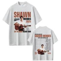 Reperis dainininkas Shawnas Mendesas „The Road Again Tour 2025“ albumo „Merc T Shirt Men“ madingi dideli marškinėliai trumpomis rankovėmis, gatvės stilius S balta