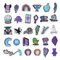 30 vnt Violetinių levandų animacinių filmų serijos PVC batų žavesio papuošalai, skirti Croc klumpėms, priedai 30pcs