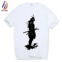 Azijos dydis Gamintojas Vyrai Moterys Spausdinti Japan Samurai Warrior marškinėliai Anime geek Summer Short XS balta