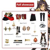 Dehya Cosplay Kostiumas Anime Žaidimas   Dehya Cosplay Kostiumas Perukas Kelnės Pirštinė Helovino Karnavalo Kostiumai Moterims XXL-(Costume+Wig)