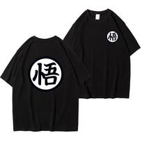 Summer Fashion Anime Son Goku Cosplay Women Unisex T-shirt Cotton Short Sleeve Tops Tee Loose Oversized Casual T Shirts Harajuku Clothing L juoda