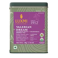 LUXMI Estates Sleep Tea With Valerian Root | 50 gram Tin Pack| Caffeine Free Tea For Insomnia, Anxiety, 25 Cups gray